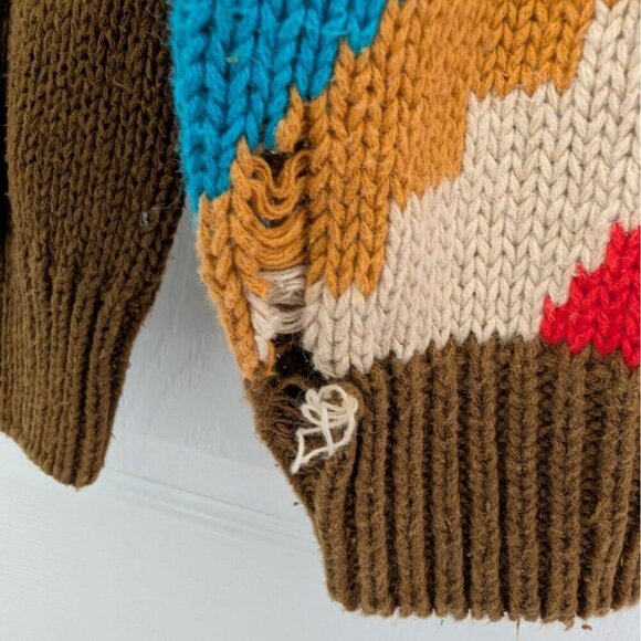 Carriage Court Southwestern Sweater Womens Size Large Brown Aztec Western Knit - Picture 3 of 9